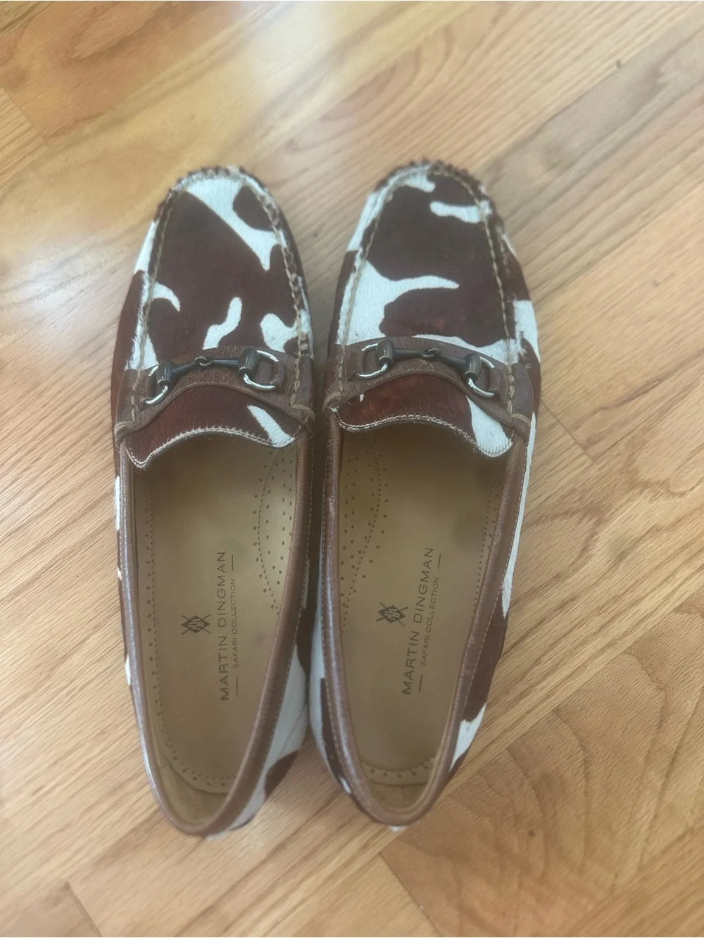 Martin Dingman Brown & White Cowhide Bit Loafers